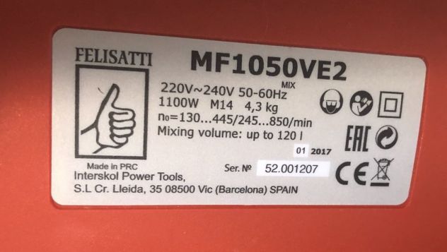 MISCELATORE FELISATTI MF1050VE2 1050W 70 LITRI VELOCITA' ELETTRONICA + FRUSTA - Foto 4