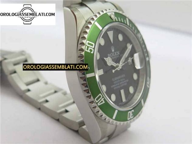 Rolex Replica SUBMARINER 16610 LV KERMIT VERDE ACCIAIO 904L 1:1 MIGLIOR EDIZIONE SU BRACCIALE SS SH3135 - Foto 2