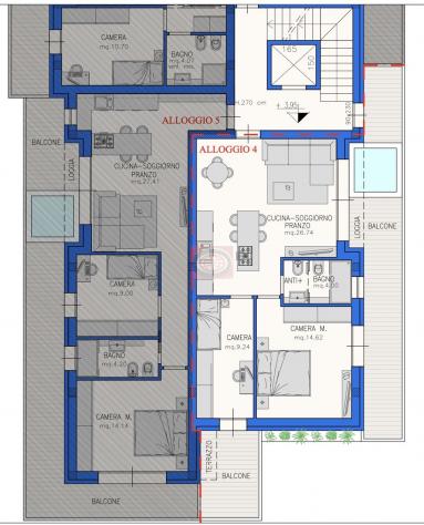 CESENATICO ( levante ): appart. NUOVO - CLASSE A4 - PIANO 1° con TERRAZZO - 2 letto, wc, ampia zona giorno - Foto 12