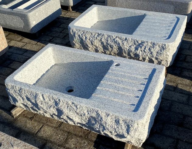 Lavello lavandino in pietra granito da esterno a doppia vasca - Foto 10