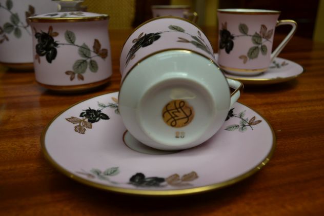 Servizio da caffè da sei in porcellana rosa di Sevres anni 50/60 - Foto 2