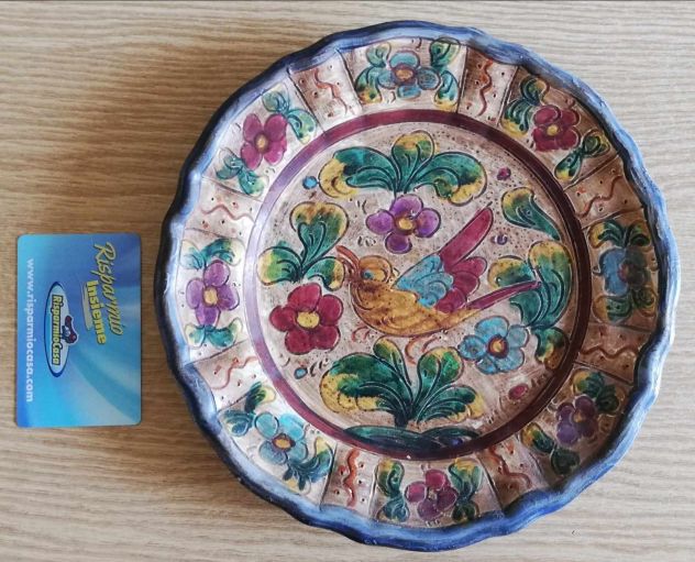 Piatto ceramica artistica di Deruta lavorato e dipinto a mano
