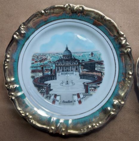 arte sacra - Piatti da parete anni 60 con bordi in oro zecchino - Foto 3