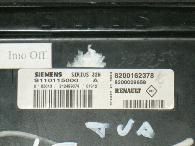 S110115000A ECU RENAULT CLIO 3 1.2 S110115000A 8200162378 SIRIUS 32N VERGINE - Foto 2