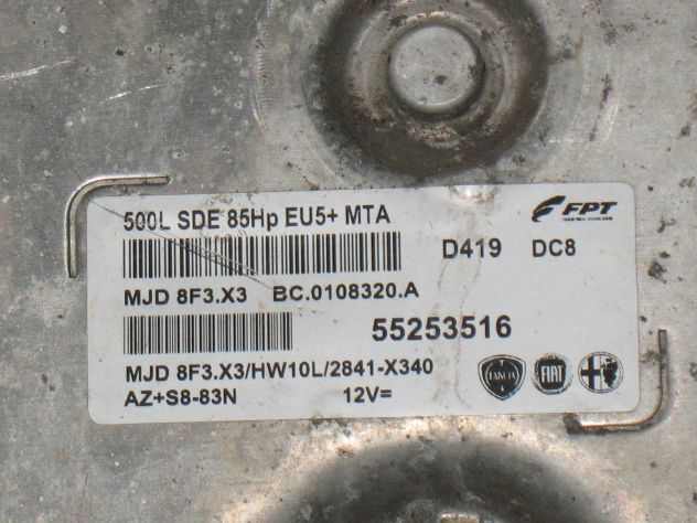 55253516 ECU CENTRALINA MOTORE FIAT 500L 55253516 85HP HW10L - Foto 3
