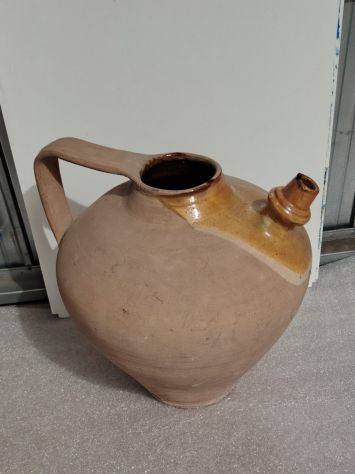 Antica Brocca Fiasca in Terracotta e Ceramiche smaltata