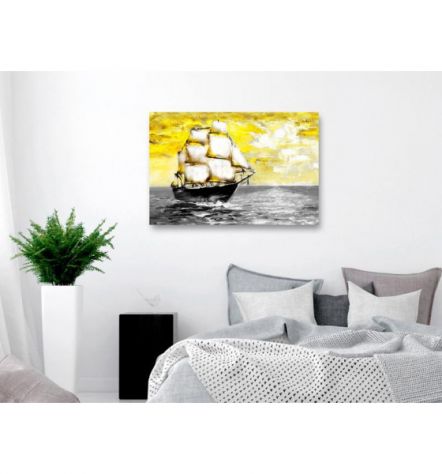 Quadro Veliero - Giallo - Cm.90x60 E 120x80 ARREDALACASA - Foto 2