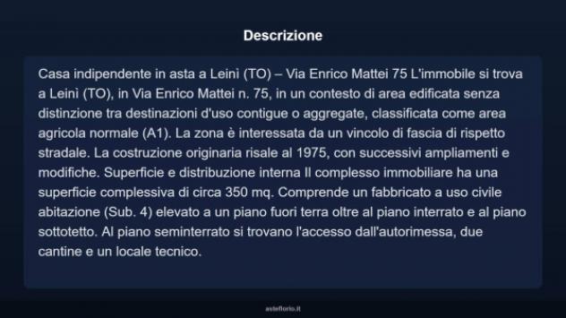 Immobile in asta di 350 m² con più di 5 locali e box auto in vendita a Leinì - Foto 3