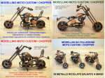 MODELLINI da COLLEZIONISMO MOTO CUSTOM CHOPPER HARLEY HD in METALLO FATTE A MANO