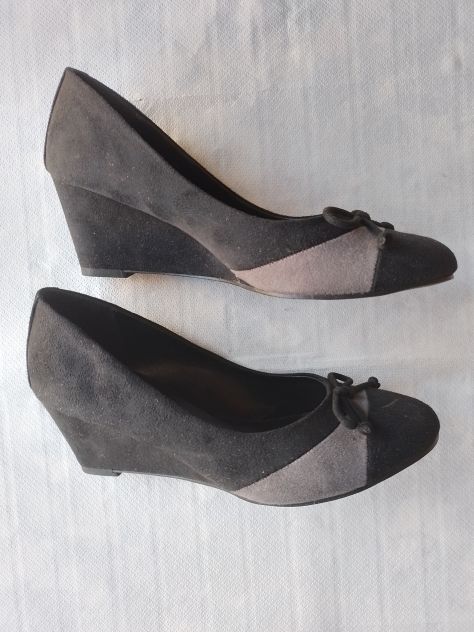 Scarpe donna in vera pelle, taglia 38, nero-grigio - Foto 3