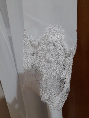 VESTAGLIA DA DONNA IN CHIFFON TRASPARENTE & SOTTOVESTE ABBINATA BIANCO PANNA S,M - Foto 3