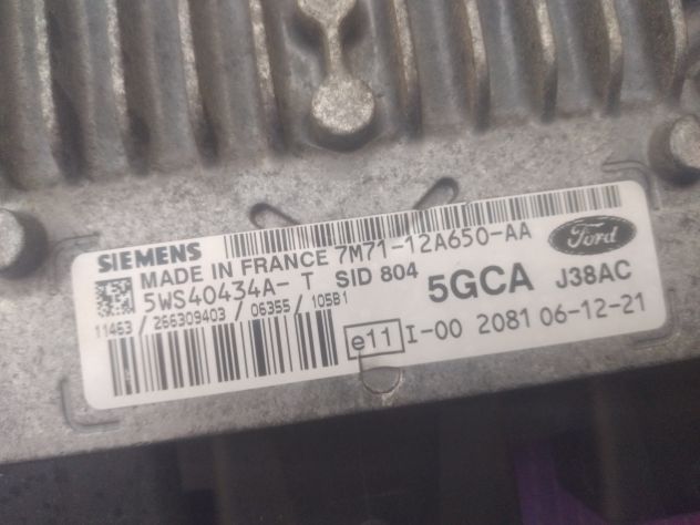 Centralina motore Ford Fusion 1.4tdci 50 kw 5WS40434AT SID804 7M7112A650AA 5GCA - Foto 5