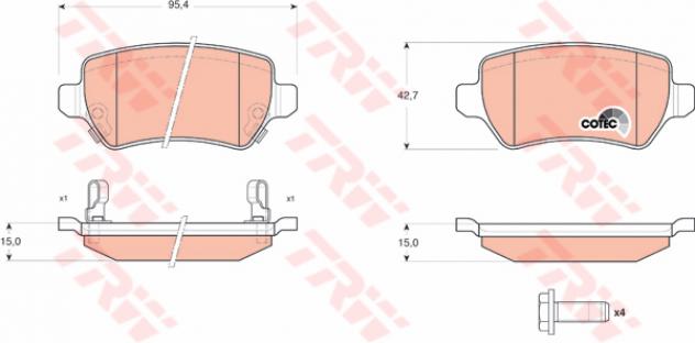 Trw Pattini Freno Opel Astra G-H / Meriva/Zafira (02 Gdb1515
