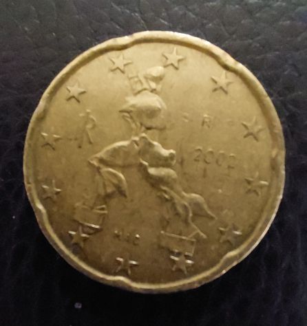 MONETA 20 CENTESIMI ITALIA ANNO 2002 CON ERRORI DI CONIO