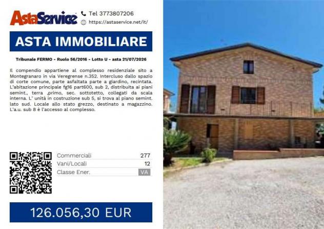 Tribunale FERMO - Ruolo 56/2016 - Lotto U - Tribunale FERMO - Ruolo 56/2016 - Lotto U - asta 21/07/2026
