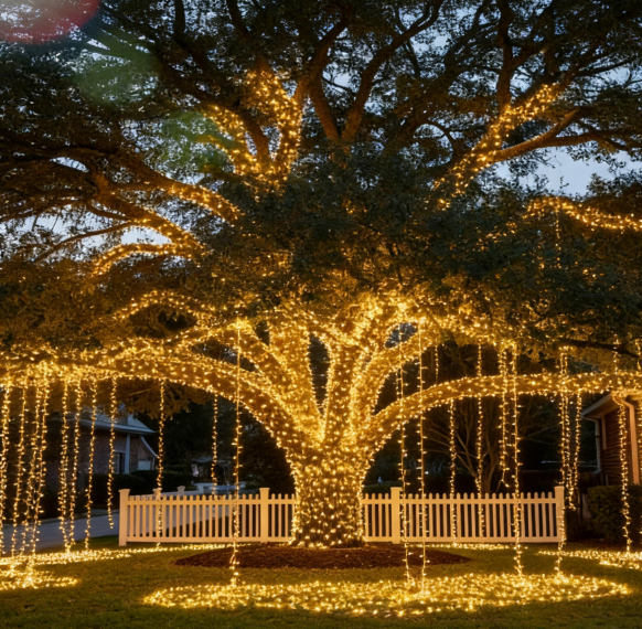 Illuminazione Decorazione Paesaggistica di Alberi Parchi Atmosfera Festiva