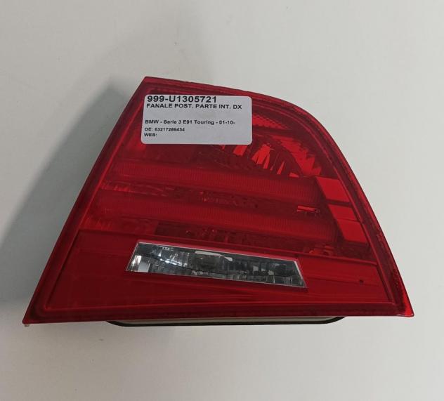 FANALE POST. PARTE INT. DX 999-U1305721 Parti elettriche Fanaleria Fanali Fanale post. dx. BMW - Serie 3 E91 Touring - 01-10-2008 - 01-07-2012