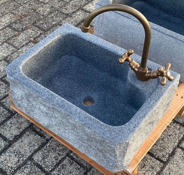Lavello lavandino per cucina in pietra granito diorite 50cm - Foto 9