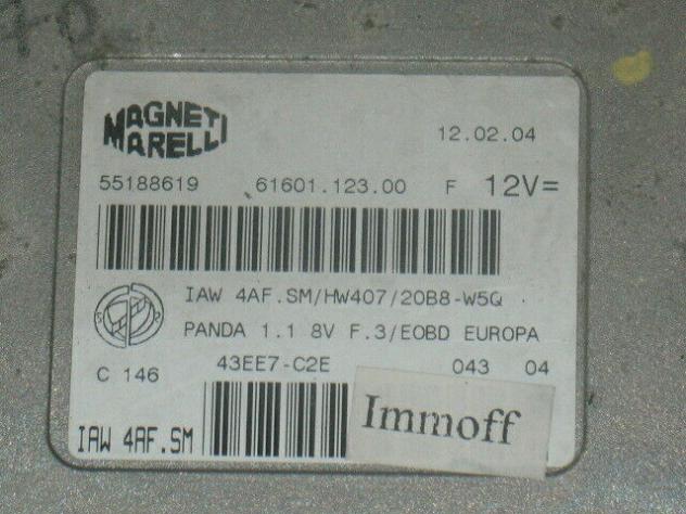 55188619 4AF.SMECU FIAT PANDA 1.1 55188619 IAW 4AF.SM HW407 PRONTA ALL'USO - Foto 2