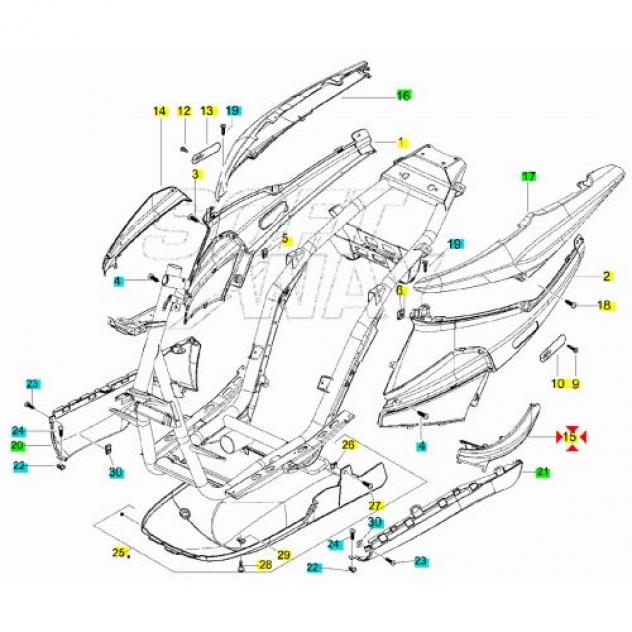 Fianchetto inferiore sinistro Piaggio Nrg Power - 9593420043 - Foto 5