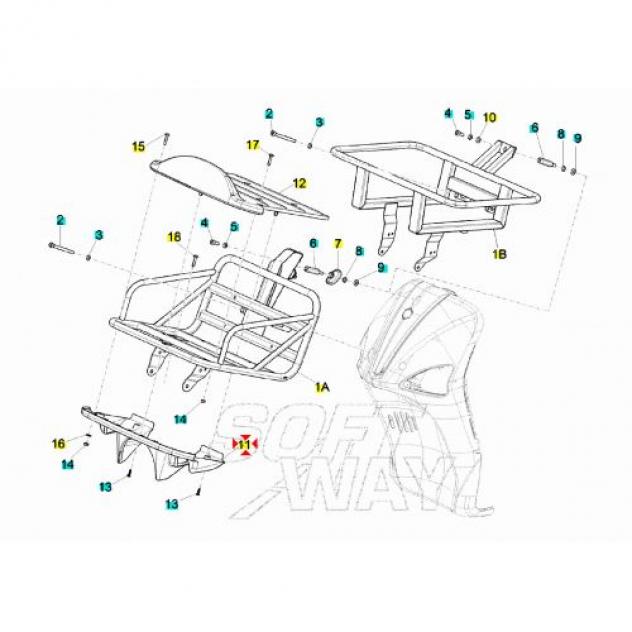 Plastica inferiore del portapacchi anteriore Piaggio Liberty 50 125 - 675500 - Foto 5