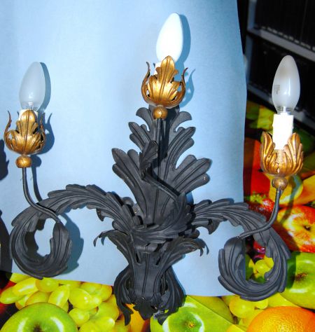 Coppia di appliques antiche in ferro battuto - Foto 3