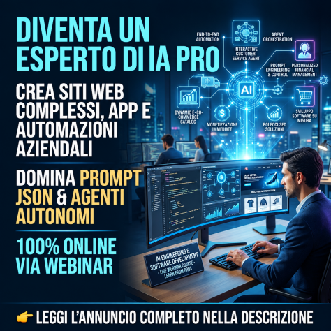 Corso IA & Sviluppo Software: Crea Siti Web Complessi, App e Automazioni