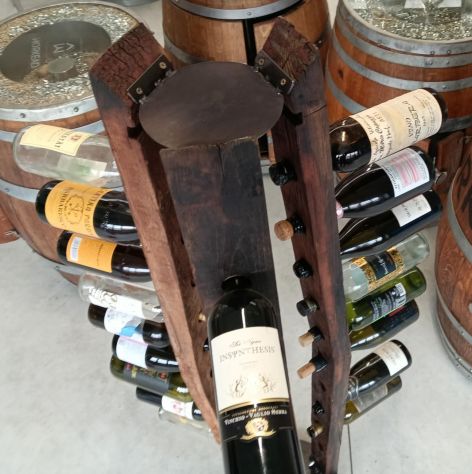 Porta Bottiglie Verticale in Doghe di Vera Botte - Artigianale, Alto 157cm - Foto 6