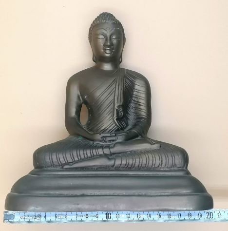 SCULTURA IN BRONZO RAFFIGURANTE IL BUDDHA IN MEDITAZIONE. INDIA/NEPAL, 1900. - Foto 9