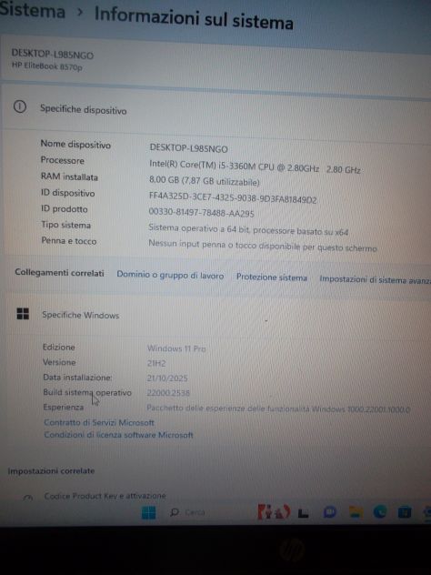 NOTEBOOK HP ELITEBOOK 8560P CORE I5+8GB+250SSD+WINDOWS 11 - Foto 6