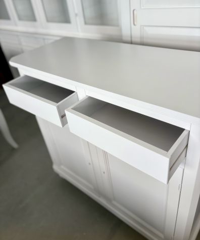 NUOVA CREDENZA 2 ANTE 2 CASSETTI VERO LEGNO FINITURA BIANCO LACCATO OPACO - Foto 8