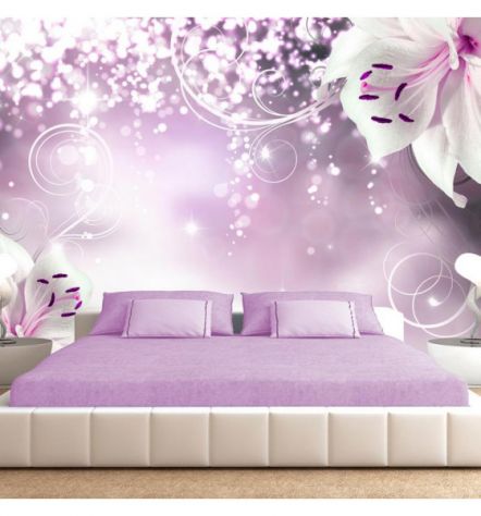 Fotomurale Adesivo Fiori Eleganti Sfondo Rosa ARREDALACASA