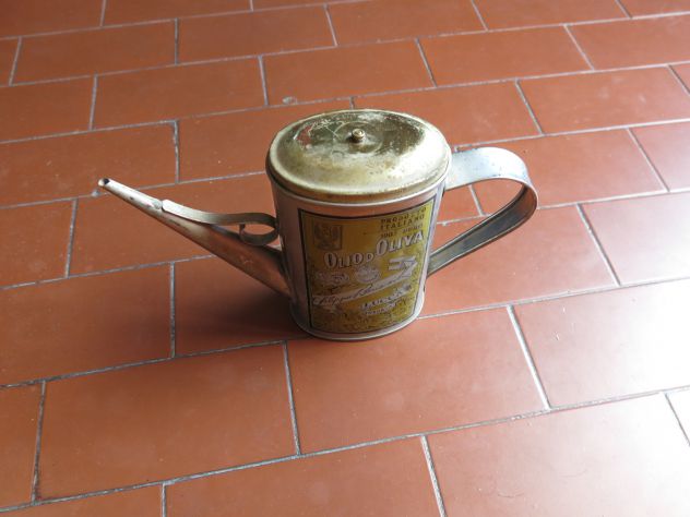 VECCHIO BARATTOLO DI LATTA FATTO A CANESTRO OVALE OLIO FILIPPO BERIO LUCCA - - Foto 2