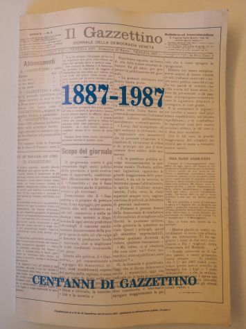 Libro "Supplemento al N° 67 de "Il Gazzettino" del marzo 1987 per il centenario.