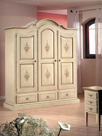 Armadio smontabile 3 porte 3 cassetti laccato decorato cod 7013