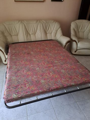 Divano Pelle Poltrona Pelle Salotto Beige Crema - Foto 6