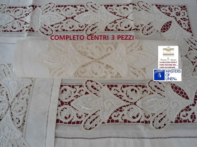 RICAMI A MANO SU LINO , ACCESSORI COMPLEMENTI ARREDO 4 MODELLI - Foto 8