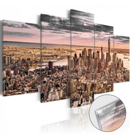 Quadro su Vetro Acrilico con New York Di Sera cm. 100x50 oppure cm. 200x100