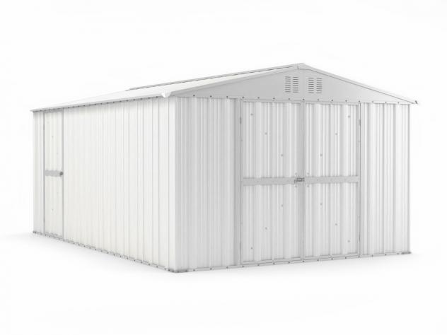 Box in Acciaio Zincato Casetta da Giardino in Lamiera 3.27 x 4.59 m x h2.17 m - 201 KG – 15,01 metri quadri – BIANCO - Foto 2
