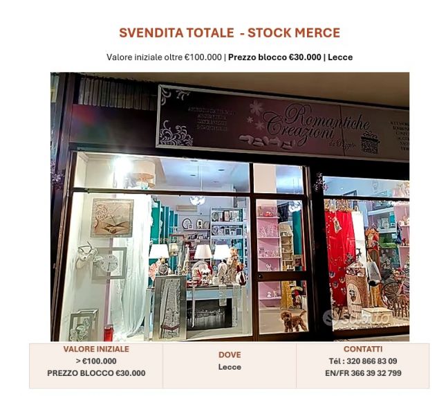 svendita totale : stock negozio, bomboniere, argenteria, articoli da regalo