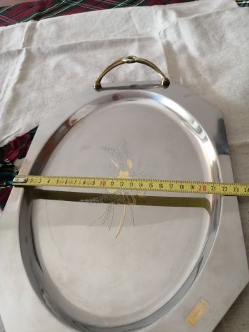 Vassoio Vintage Ovale Piano in Acciaio Inox 18-10 24K da 33cm CHANTALL - Foto 8