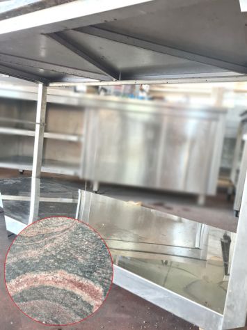 tavolo inox con piano in granito usato - Foto 2