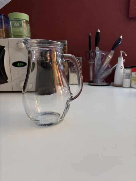 CARAFFA/BROCCA COME NUOVA MA VINTAGE IN VETRO SPESSO TRASPARENTE MARCA PASABAHCE