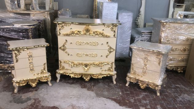 Trittico avorio foglia oro stile barocco camera da letto con spedizione