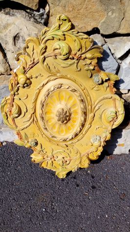 Antico Rosone Ovale in Gesso Decorato – Parete / Sovraporta Stile Barocco - Foto 2