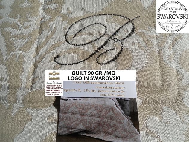 Trapunta leggera BLUMARINE in prezioso tessuto jacquard + 2 cuscini arredo - Foto 3