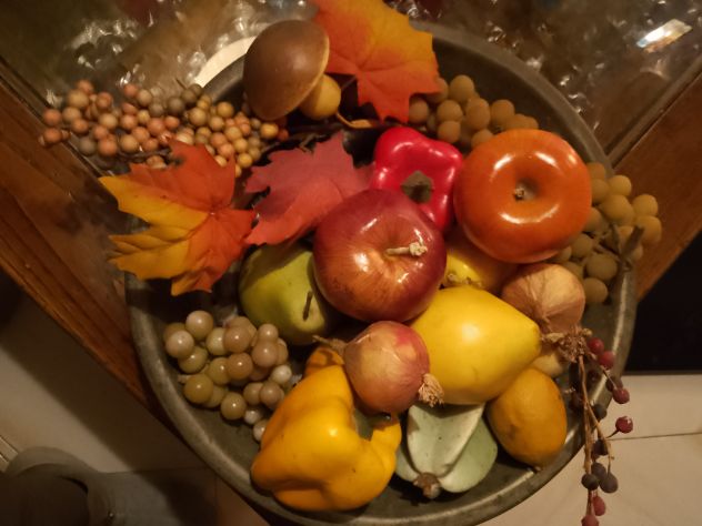 Vassoio Antico Con Composizione Frutta Artificiale - Foto 4
