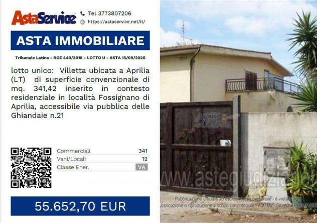 Tribunale Latina - RGE 440/2018 - LOTTO U - Tribunale Latina - RGE 440/2018 - LOTTO U - ASTA 15/09/2026