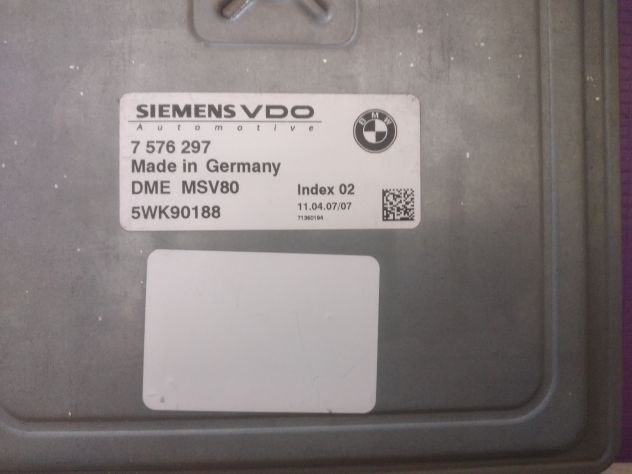 Centralina motore Siemens, BMW, 7576297, 7 576 297, DME MSV80, 5WK90188, Indice