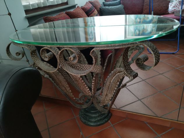 Consolle in bronzo pieno lavorato con specchiera monumentale incisa - Foto 3
